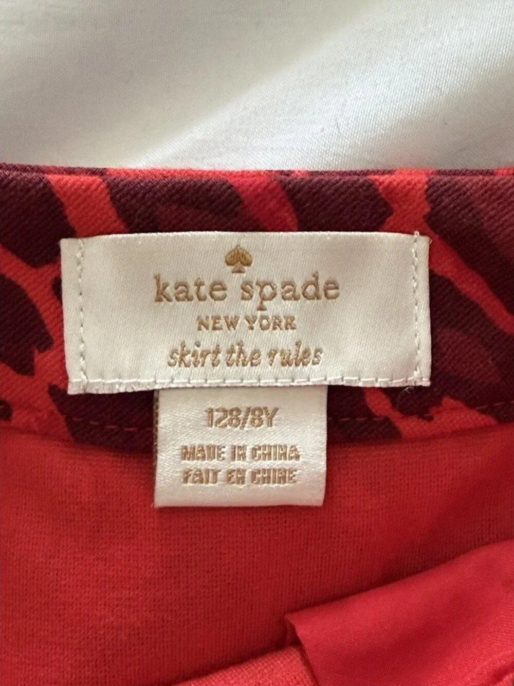 KATE SPADE KIDS GIRLS RED CHEETAH A-LINE SKIRT SZ: 128/ 8Y